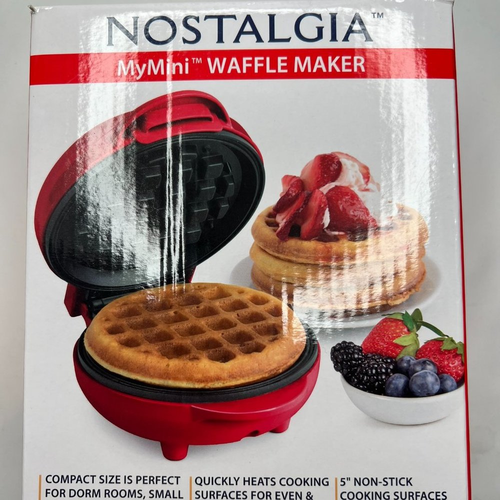 Nostalgia My Mini Personal Electric Waffle Maker 5" Red